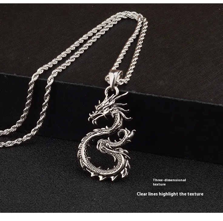 Fashion Jewelry Dragon Sword Pendant Necklace Paved Black Color Jewelry For Men Boy Christmas Gifts - Image 4